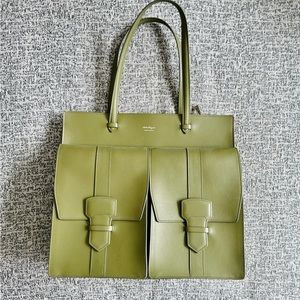 Salvatore Ferragamo Cassia Leather Tote, green color